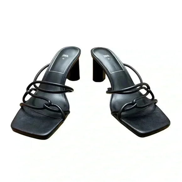 NWOT, ZARA, Elegant Black Strappy High-Heel Sandals, Size 38 👠 - Picture 5 of 12
